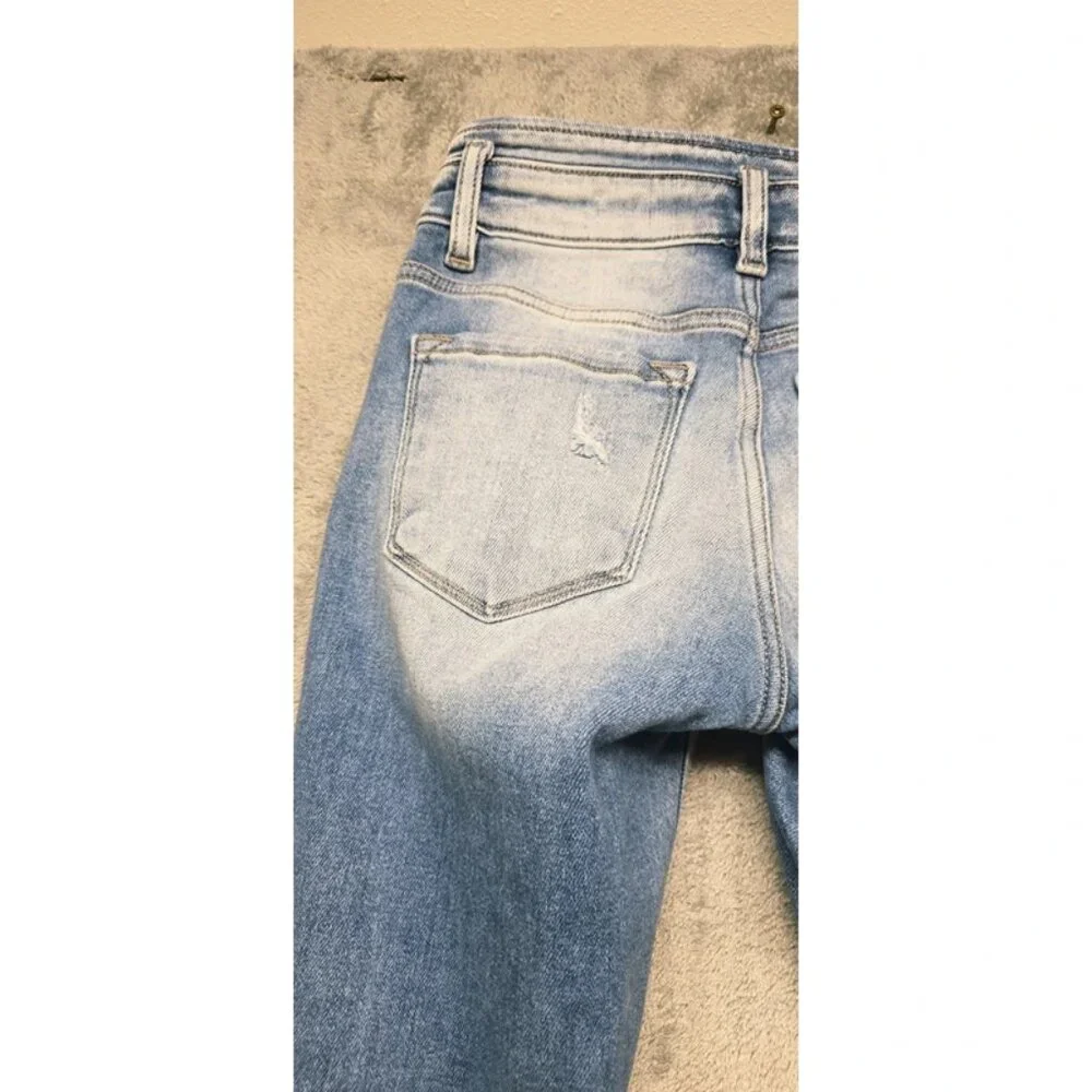 Kancan Denim 5 Pocket Skinny Jeans Womens 24 Blue Mid Rise Distressed Light Wash